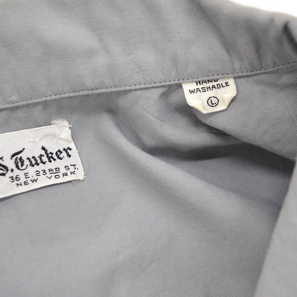 1950's~ Wm.S.Tucker GRAY PATTERNED S/S SHIRT / TWO-TONE ... L