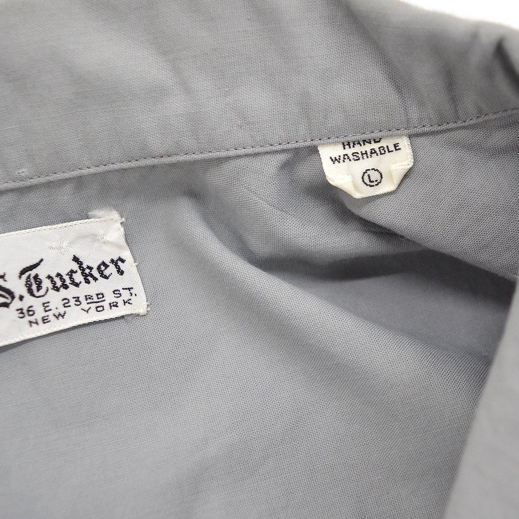 1950's~ Wm.S.Tucker GRAY PATTERNED S/S SHIRT / TWO-TONE ... L