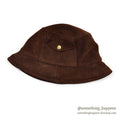 1980's BICK SUEDE LEATHER BUCKET HAT / WEIRD POCKET... L