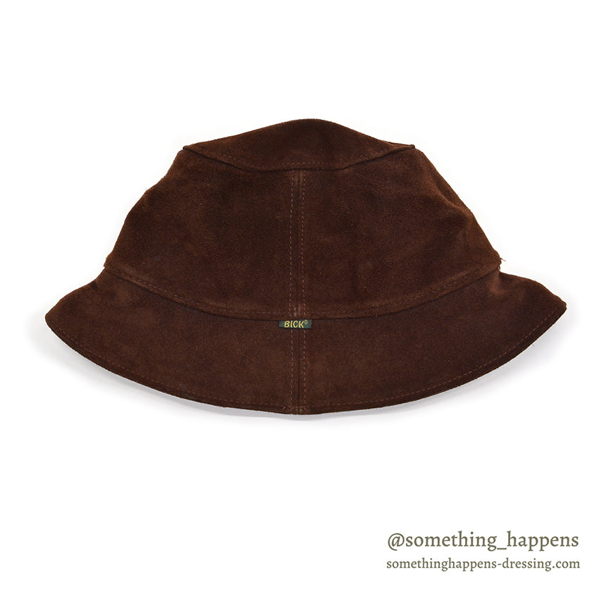 1980's BICK SUEDE LEATHER BUCKET HAT / WEIRD POCKET ... L
