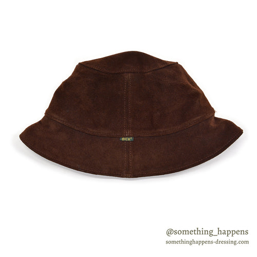 1980's BICK SUEDE LEATHER BUCKET HAT / WEIRD POCKET... L