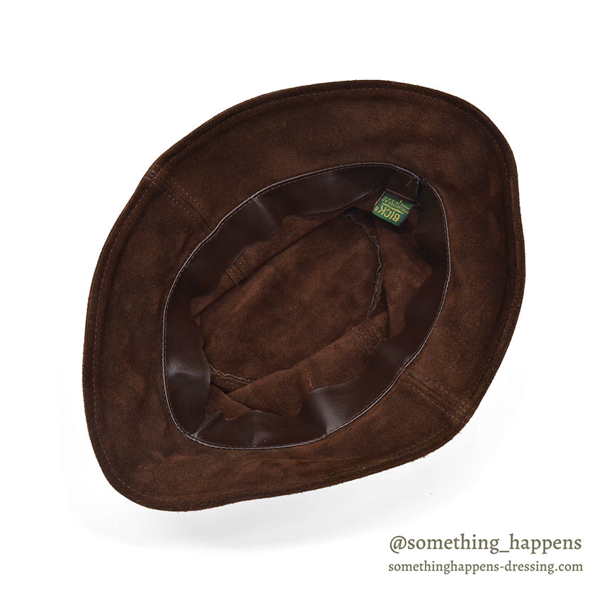 1980's BICK SUEDE LEATHER BUCKET HAT / WEIRD POCKET ... L