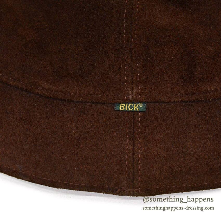 1980's BICK SUEDE LEATHER BUCKET HAT / WEIRD POCKET ... L
