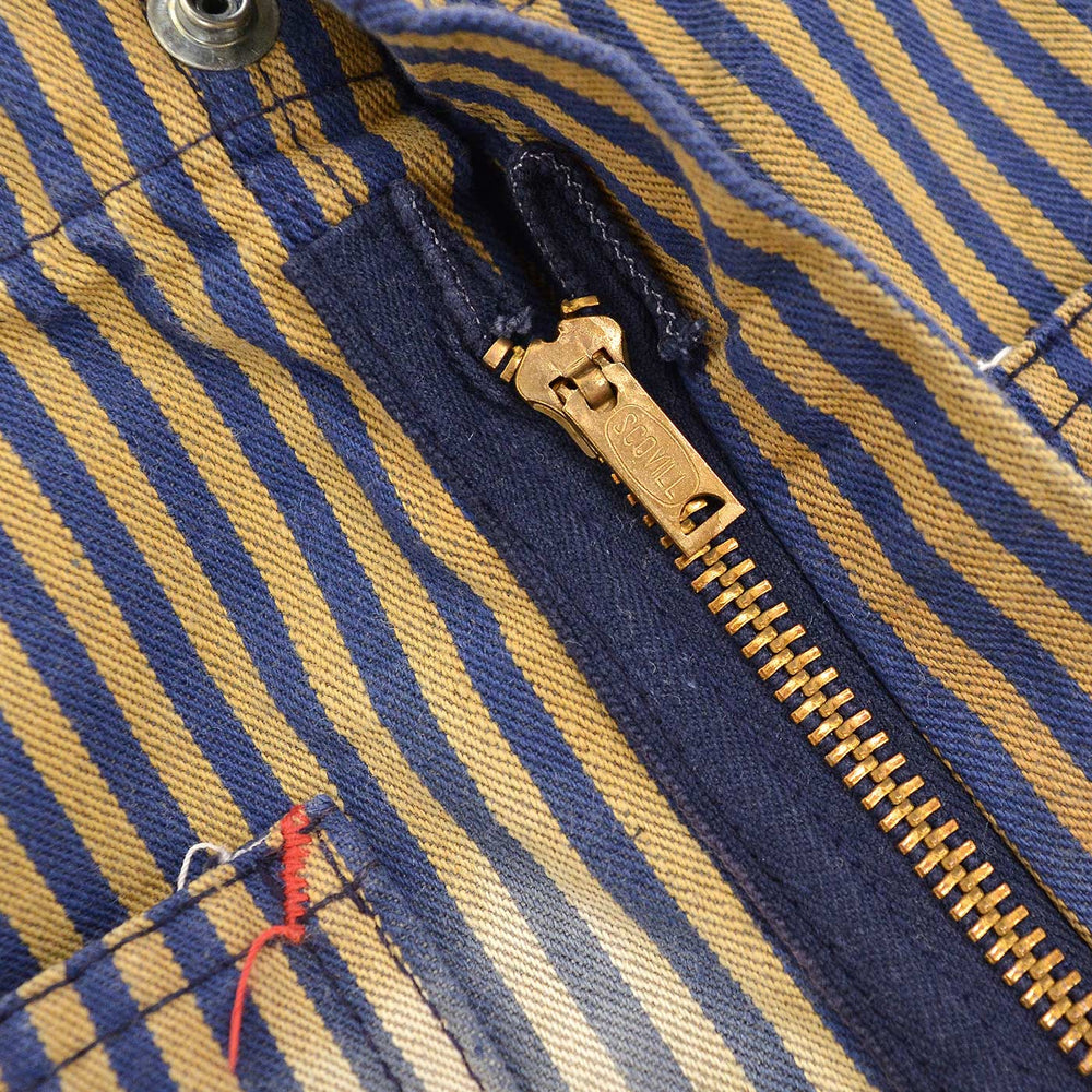 1960's BIG MAC BROWN EXPRESS STRIPED OVERALL / SUN FADED... W43/L29