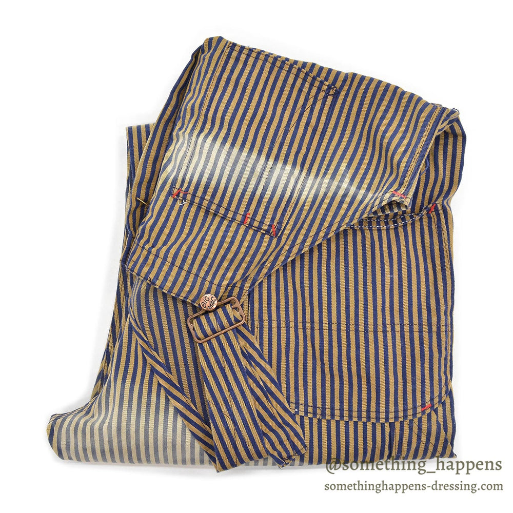 1960's BIG MAC BROWN EXPRESS STRIPED OVERALL / SUN FADED... W43/L29