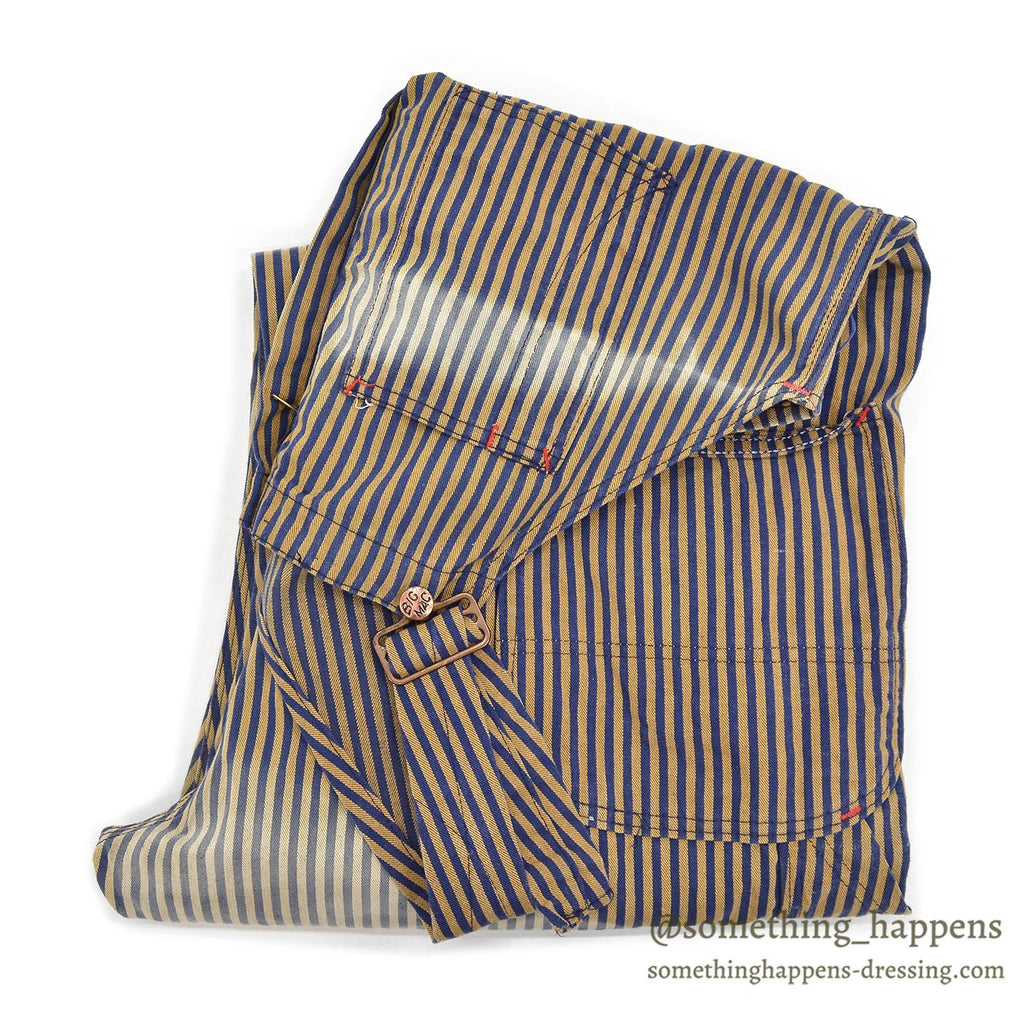 1960's BIG MAC BROWN EXPRESS STRIPED OVERALL / SUN FADED... W43/L29