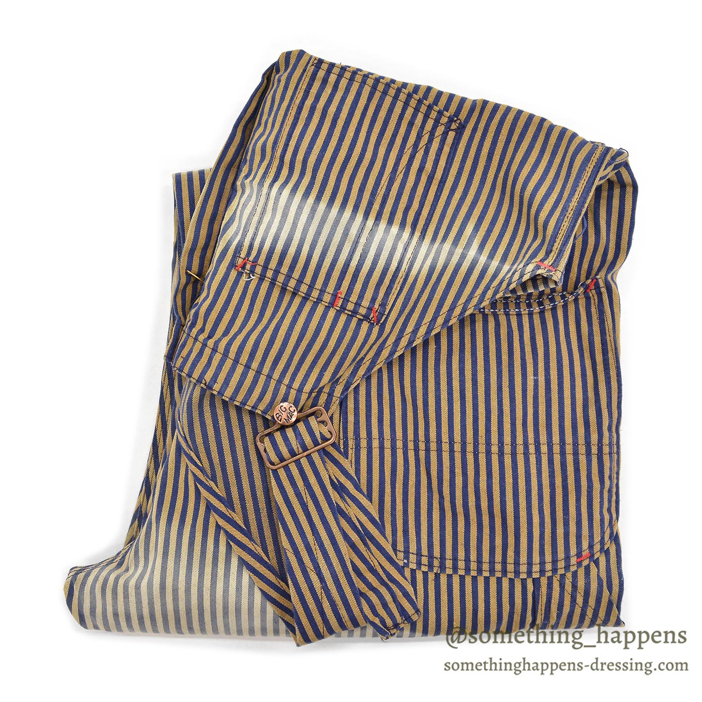 1960's BIG MAC BROWN EXPRESS STRIPED OVERALL / SUN FADED ... W43/L29