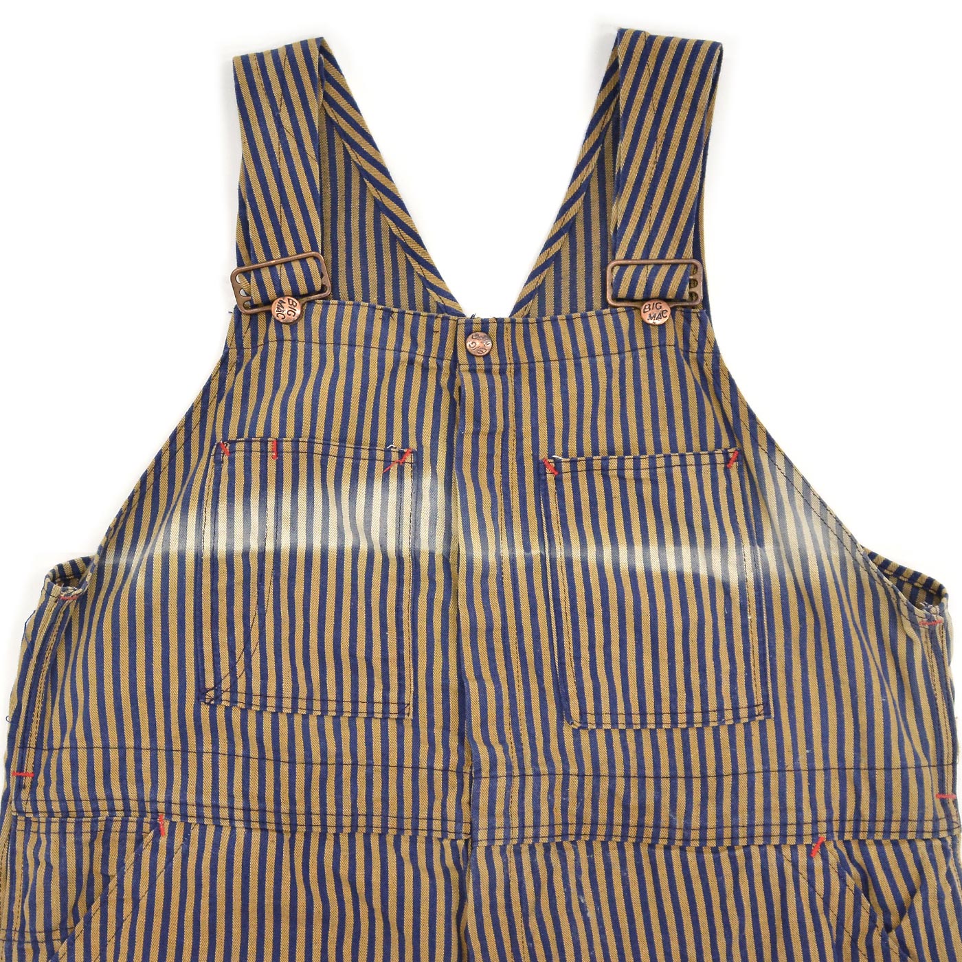 1960's BIG MAC BROWN EXPRESS STRIPED OVERALL / SUN FADED... W43/L29