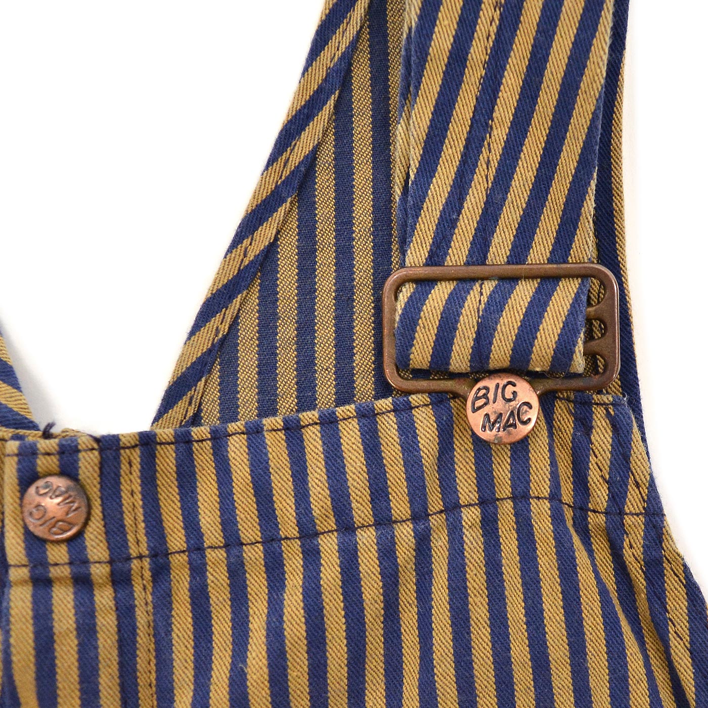 1960's BIG MAC BROWN EXPRESS STRIPED OVERALL / SUN FADED... W43/L29