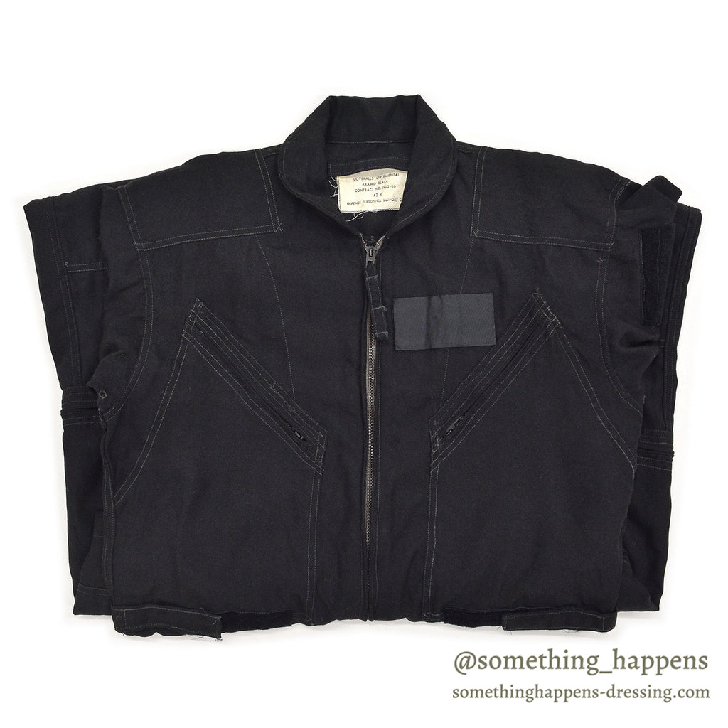 1980's U.S.MILITARY EXPERMIENTAL ARAMID BLACK COVERALLS / EXTREMELY RARE ... 42R