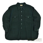 ~1940's BLACK BEAR HOUNDSTOOTH PATTERN WOOL FLANNEL SHIRT / RARE OVERSIZED PIECE ...