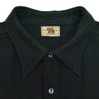 ~1940's BLACK BEAR HOUNDSTOOTH PATTERN WOOL FLANNEL SHIRT / RARE OVERSIZED PIECE ...