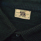 ~1940's BLACK BEAR HOUNDSTOOTH PATTERN WOOL FLANNEL SHIRT / RARE OVERSIZED PIECE ...