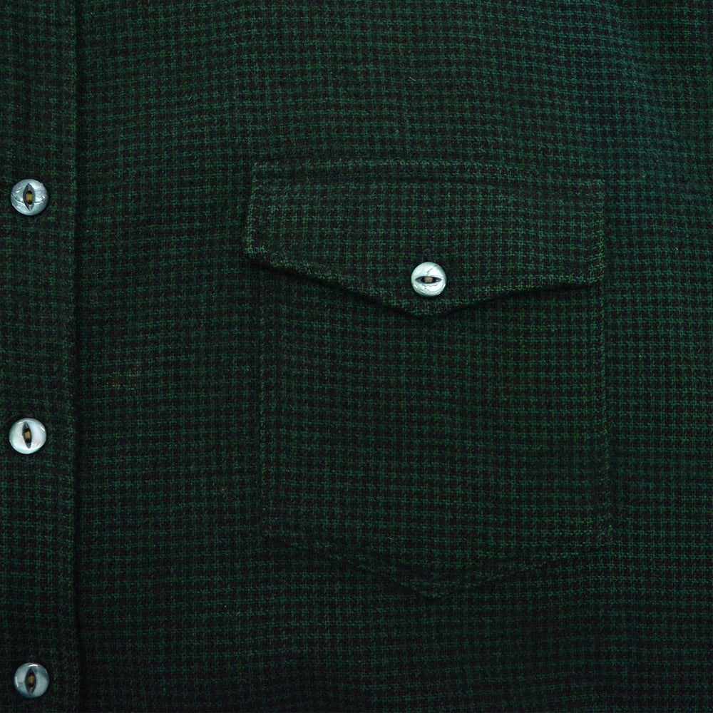 ~1940's BLACK BEAR HOUNDSTOOTH PATTERN WOOL FLANNEL SHIRT / RARE OVERSIZED PIECE ...