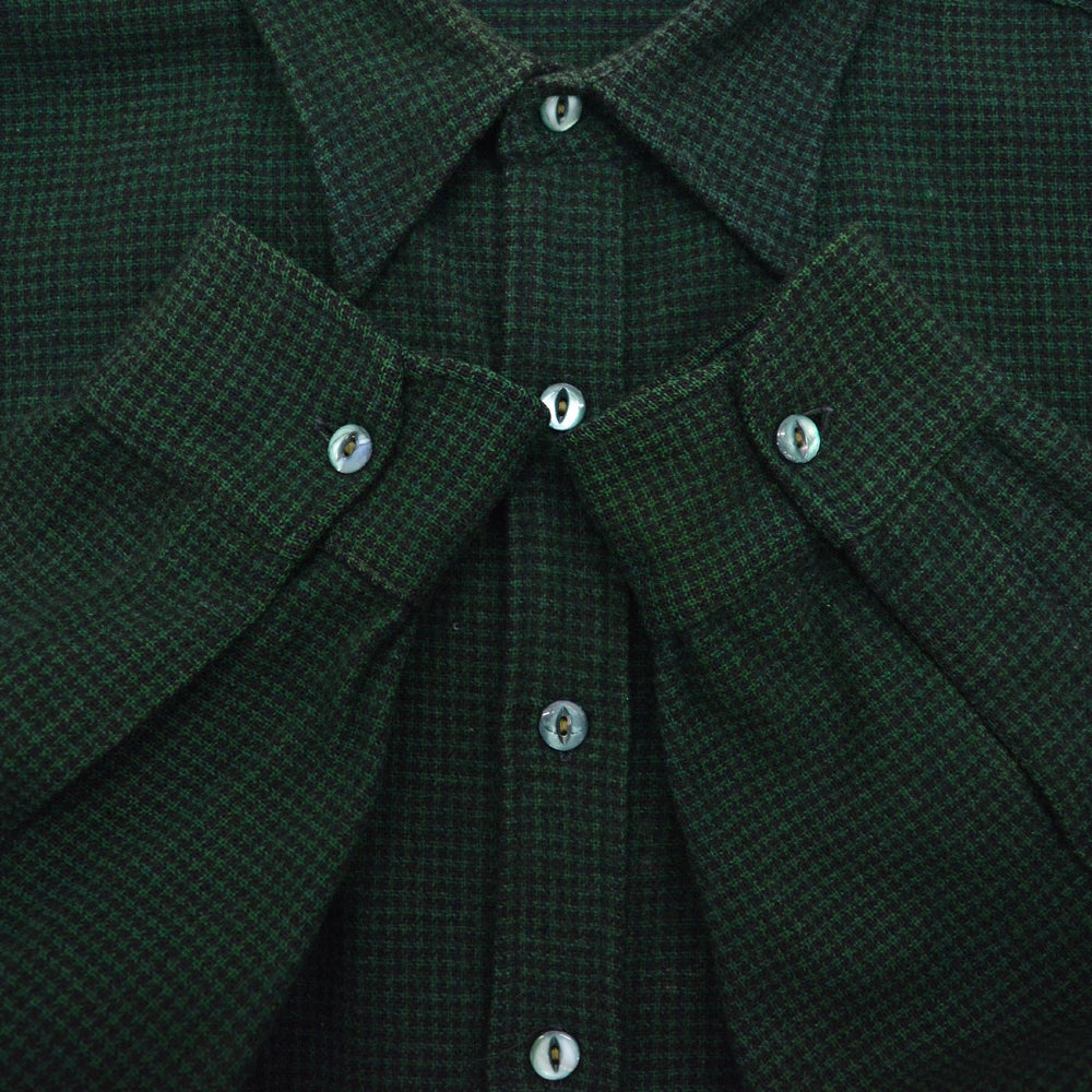 ~1940's BLACK BEAR HOUNDSTOOTH PATTERN WOOL FLANNEL SHIRT / RARE OVERSIZED PIECE ...