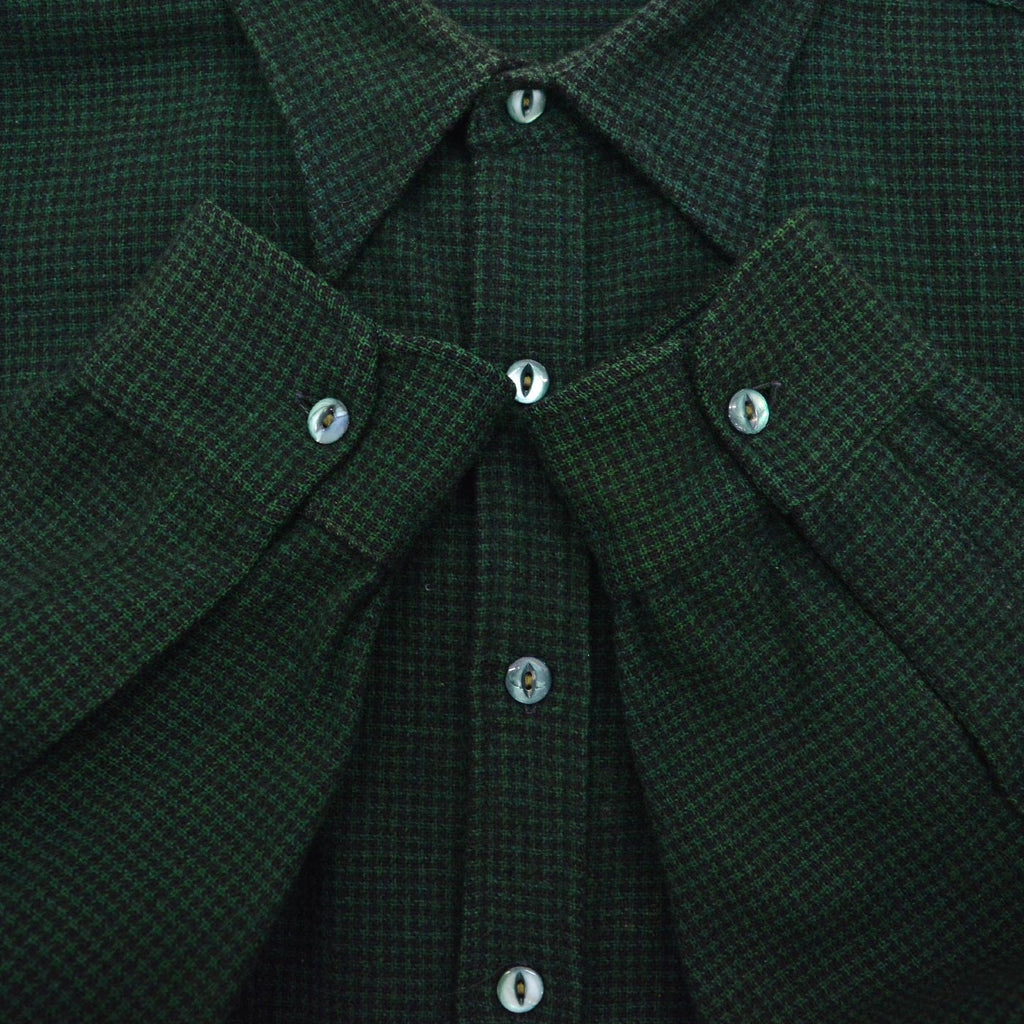 ~1940's BLACK BEAR HOUNDSTOOTH PATTERN WOOL FLANNEL SHIRT / RARE OVERSIZED PIECE ...