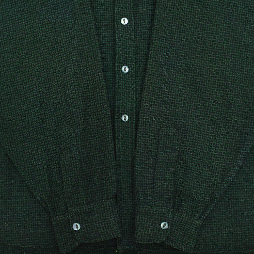 ~1940's BLACK BEAR HOUNDSTOOTH PATTERN WOOL FLANNEL SHIRT / RARE OVERSIZED PIECE ...