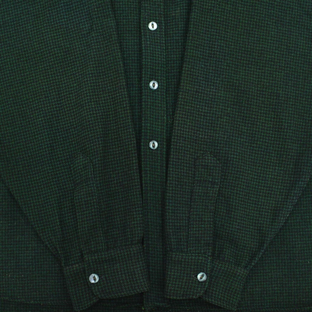 ~1940's BLACK BEAR HOUNDSTOOTH PATTERN WOOL FLANNEL SHIRT / RARE OVERSIZED PIECE ...