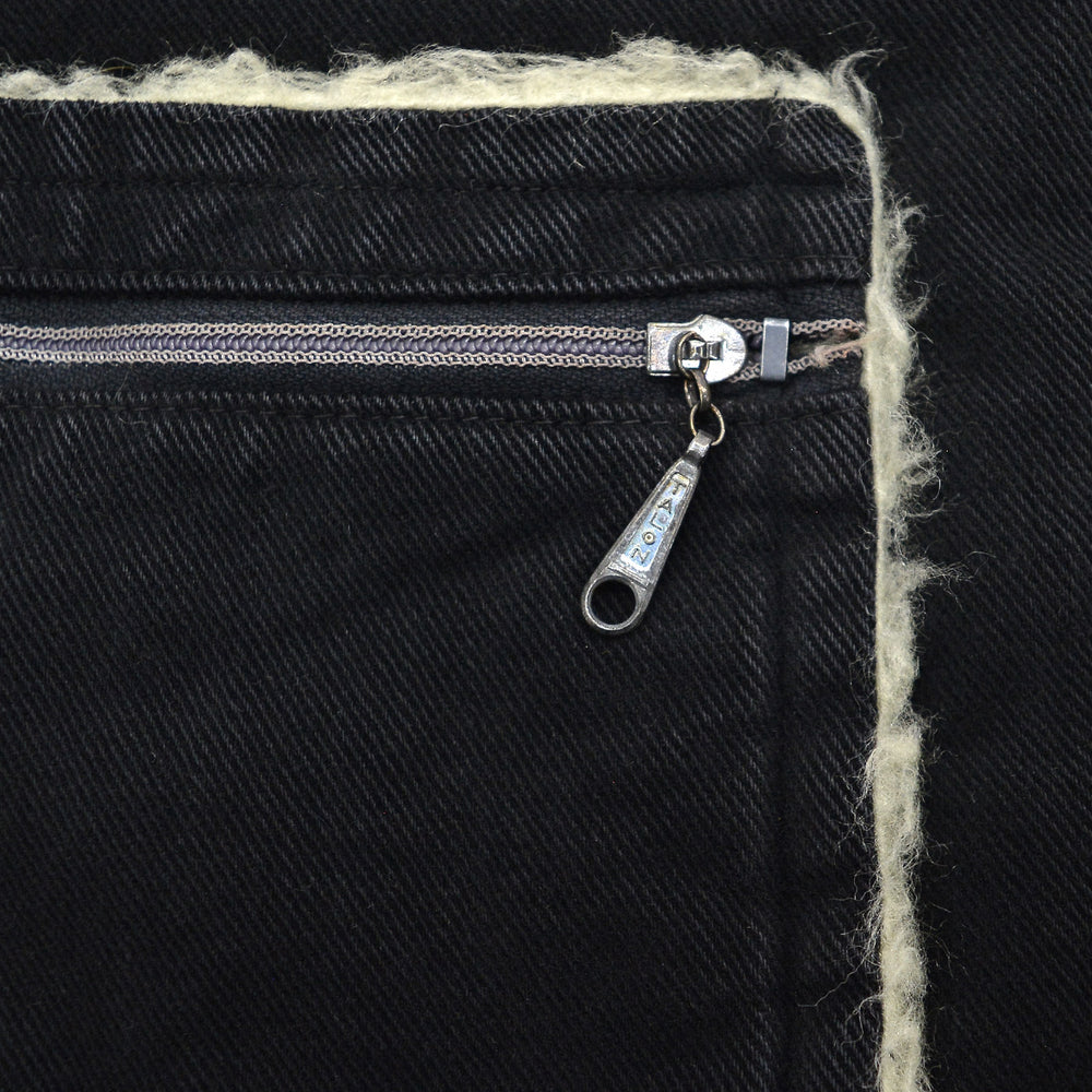 ~1970s BLACK TWILL REVERSIBLE BOA VEST / UNUSUAL ...