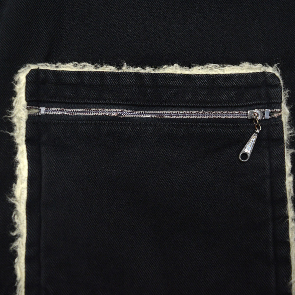 ~1970s BLACK TWILL REVERSIBLE BOA VEST / UNUSUAL ...