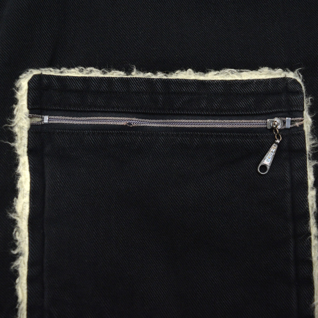 ~1970s BLACK TWILL REVERSIBLE BOA VEST / UNUSUAL ...