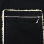 ~1970s BLACK TWILL REVERSIBLE BOA VEST / UNUSUAL ...