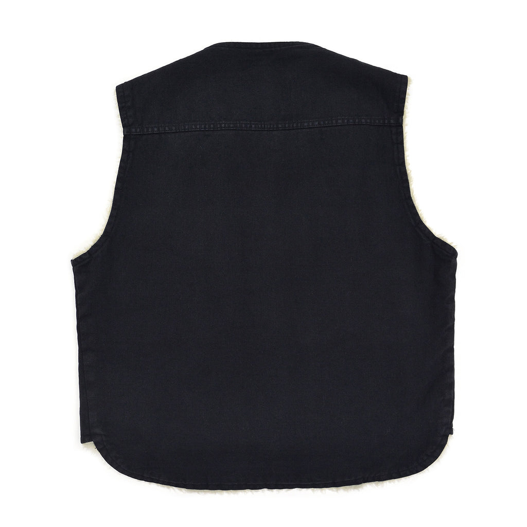 ~1970s BLACK TWILL REVERSIBLE BOA VEST / UNUSUAL ...