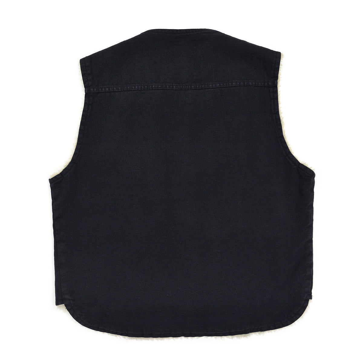 ~1970s BLACK TWILL REVERSIBLE BOA VEST / UNUSUAL ...