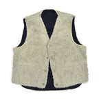 ~1970s BLACK TWILL REVERSIBLE BOA VEST / UNUSUAL ...