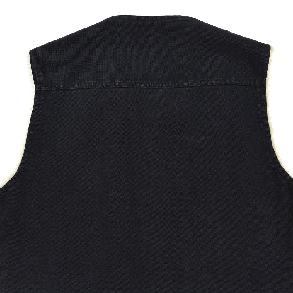 ~1970s BLACK TWILL REVERSIBLE BOA VEST / UNUSUAL ...