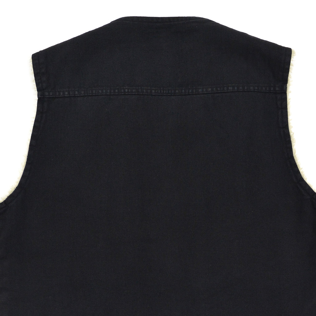 ~1970s BLACK TWILL REVERSIBLE BOA VEST / UNUSUAL ...