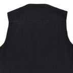 ~1970s BLACK TWILL REVERSIBLE BOA VEST / UNUSUAL ...