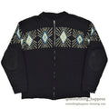 1950's UNUSUAL DIAMONDS PATTERN ZIP-UP SWEATER / BLACK...