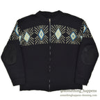1950's UNUSUAL DIAMONDS PATTERN ZIP-UP SWEATER / BLACK ...
