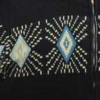 1950's UNUSUAL DIAMONDS PATTERN ZIP-UP SWEATER / BLACK ...
