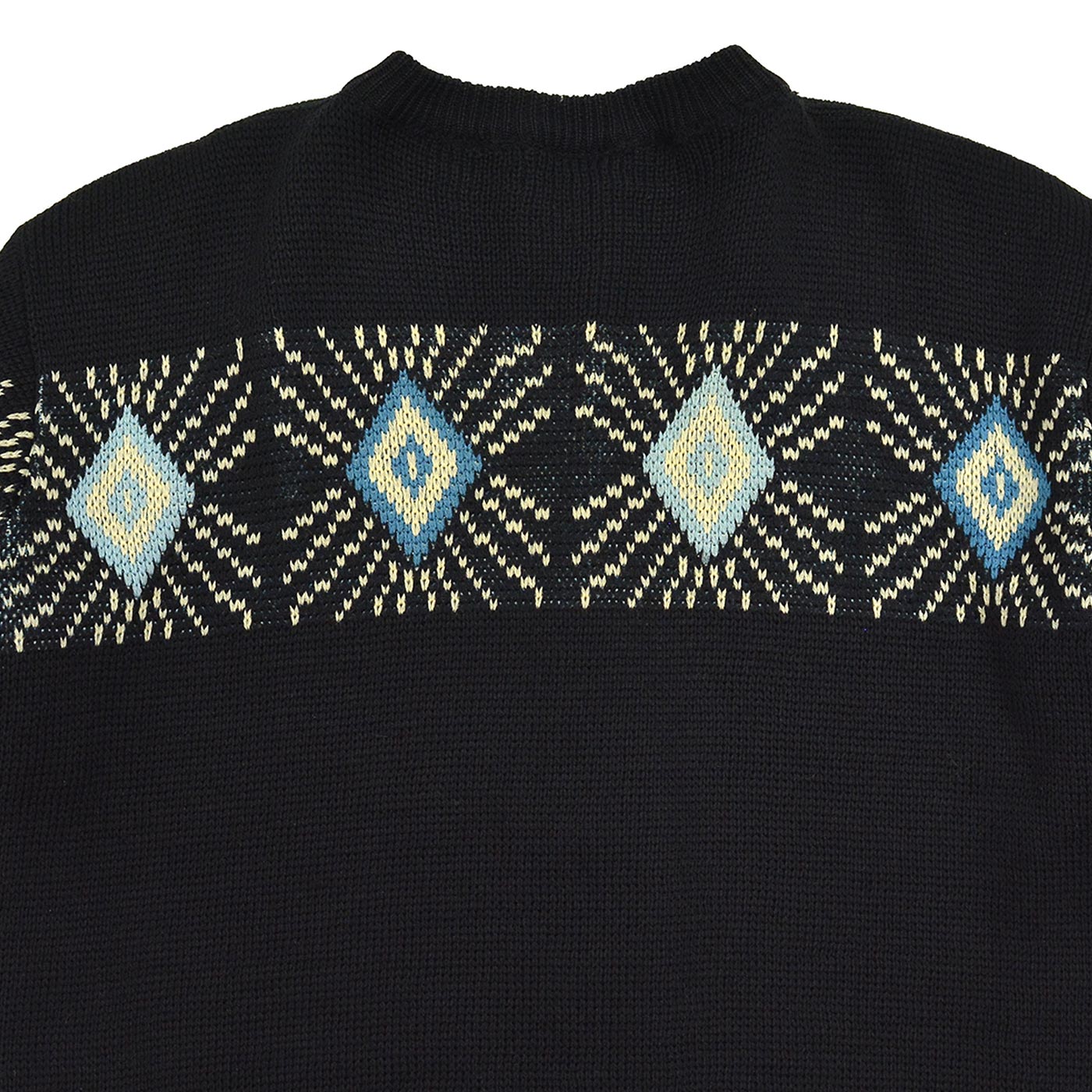 1950's UNUSUAL DIAMONDS PATTERN ZIP-UP SWEATER / BLACK ...