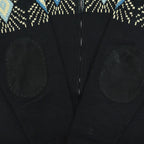 1950's UNUSUAL DIAMONDS PATTERN ZIP-UP SWEATER / BLACK ...