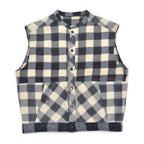 c.1980s OLD BLOCK PLAID FLEECE VEST / NO COLLAR ...