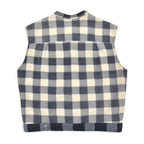 c.1980s OLD BLOCK PLAID FLEECE VEST / NO COLLAR ...