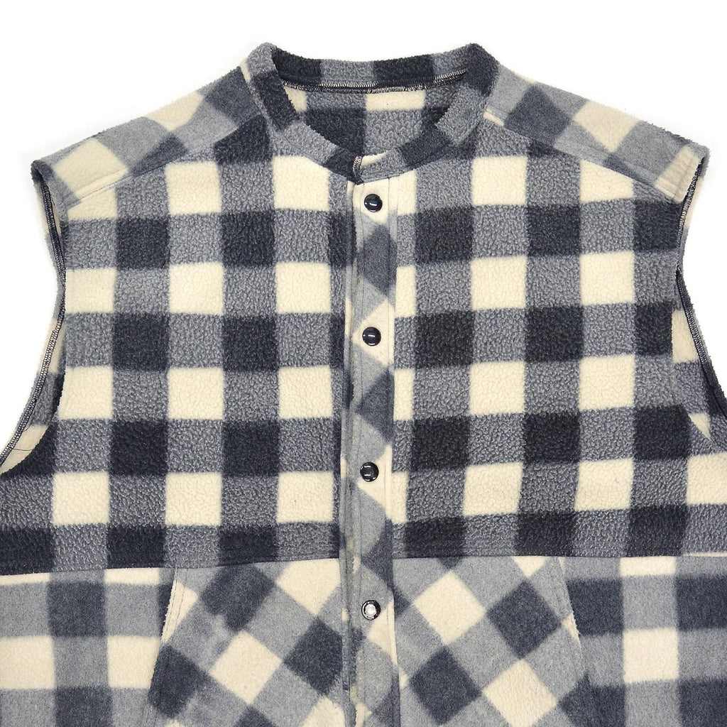 c.1980s OLD BLOCK PLAID FLEECE VEST / NO COLLAR ...