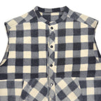 c.1980s OLD BLOCK PLAID FLEECE VEST / NO COLLAR ...