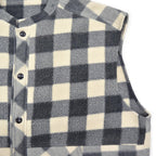 c.1980s OLD BLOCK PLAID FLEECE VEST / NO COLLAR ...