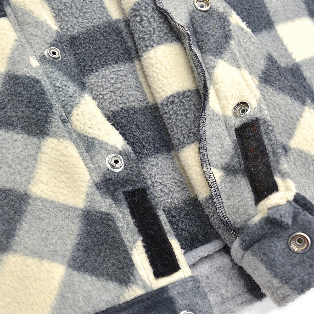 c.1980s OLD BLOCK PLAID FLEECE VEST / NO COLLAR ...
