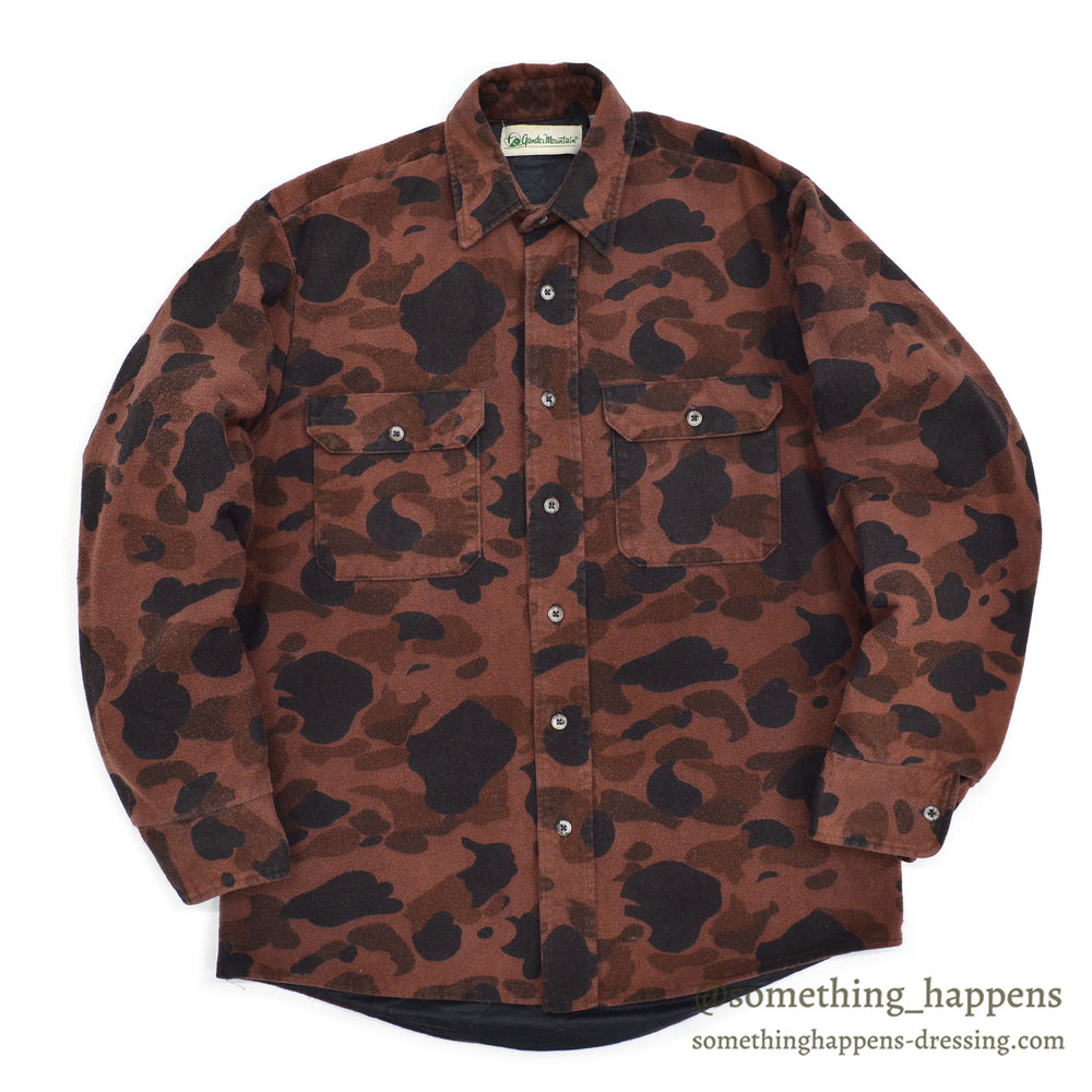 1980's GANDER MOUNTAIN BROWN DUCK HUNTER CAMO CHAMOIS SHIRT ... M
