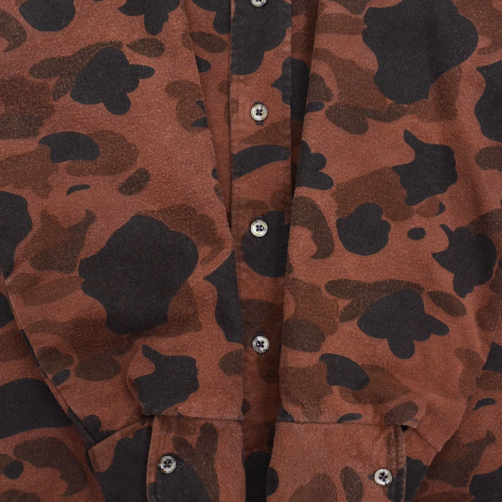 1980's GANDER MOUNTAIN BROWN DUCK HUNTER CAMO CHAMOIS SHIRT ... M