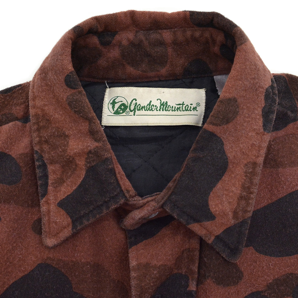 1980's GANDER MOUNTAIN BROWN DUCK HUNTER CAMO CHAMOIS SHIRT ... M