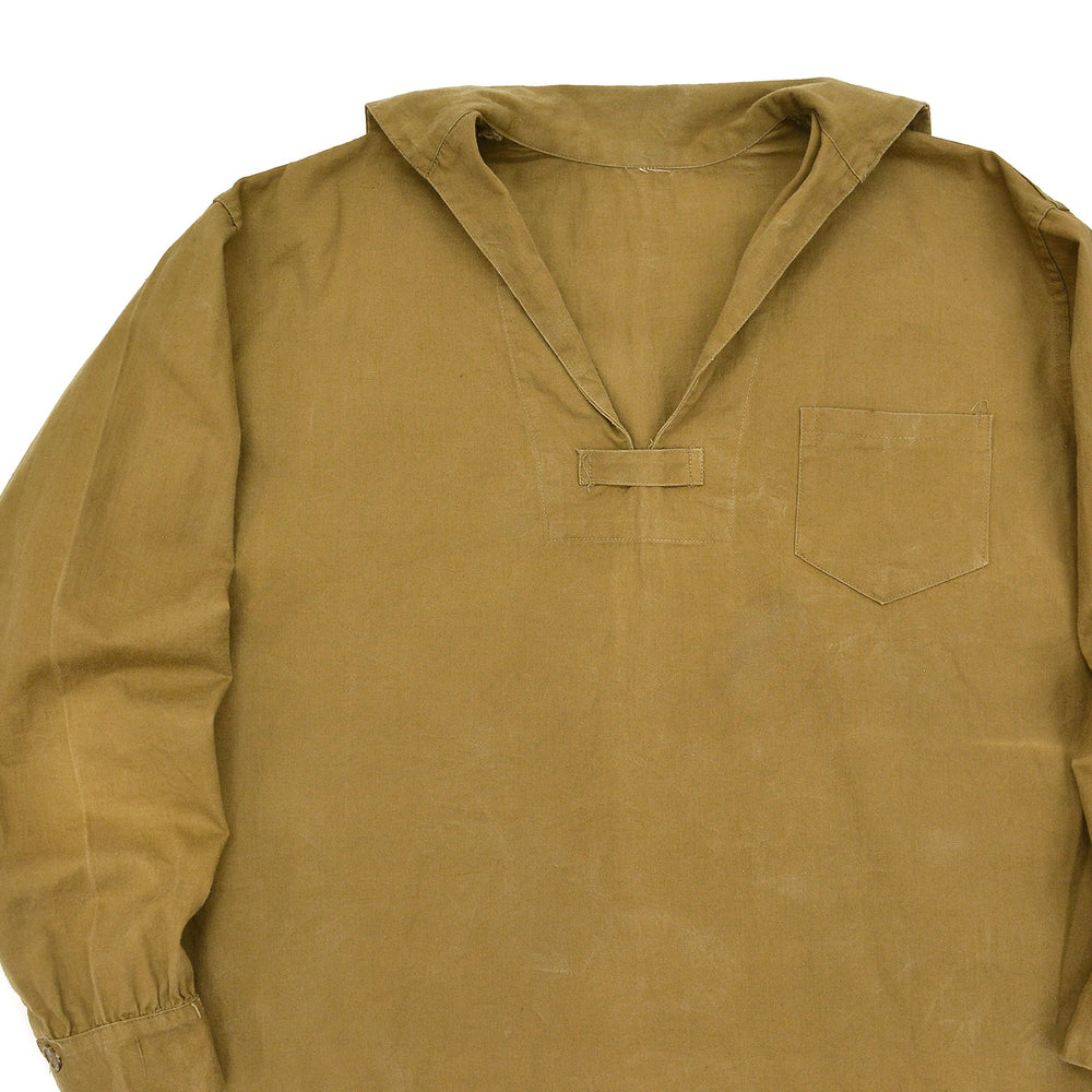 c.1930s BROWN COTTON PULLOVER JACKET / SAILOR COLLAR ...
