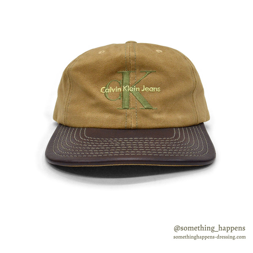 1990's~ CALVIN KLEIN JEANS LEATHER BRIM CAP...