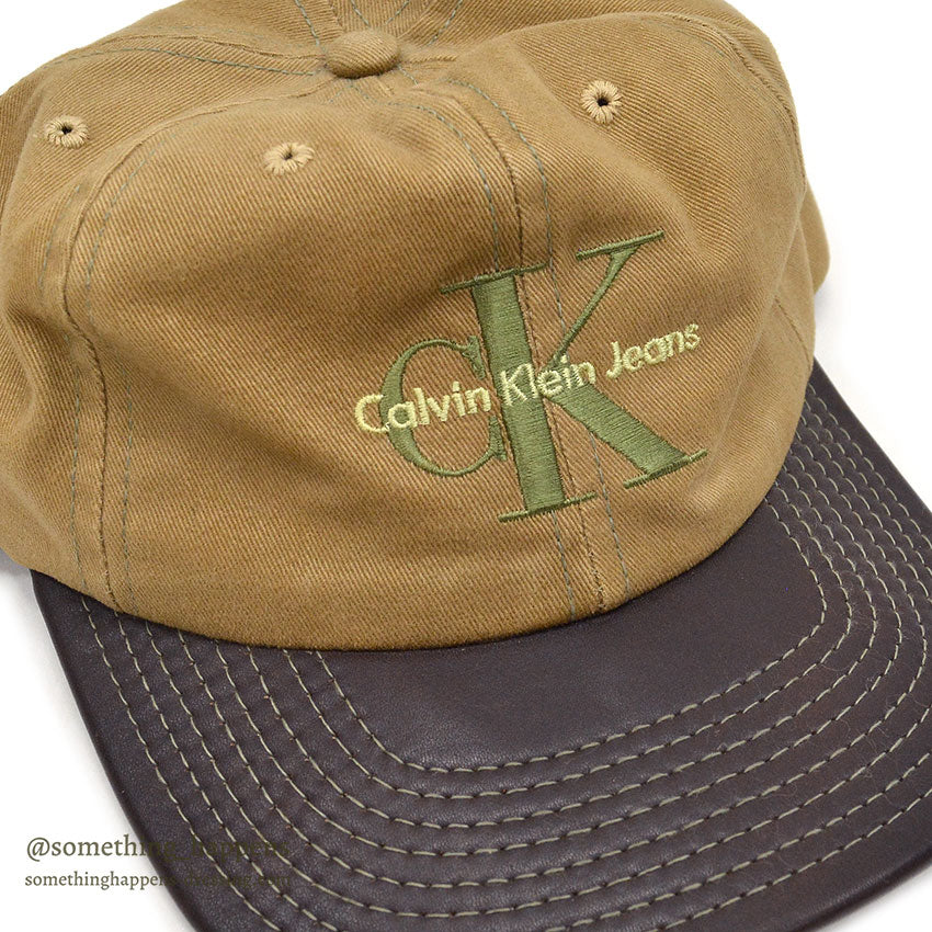 1990's~ CALVIN KLEIN JEANS LEATHER BRIM CAP...