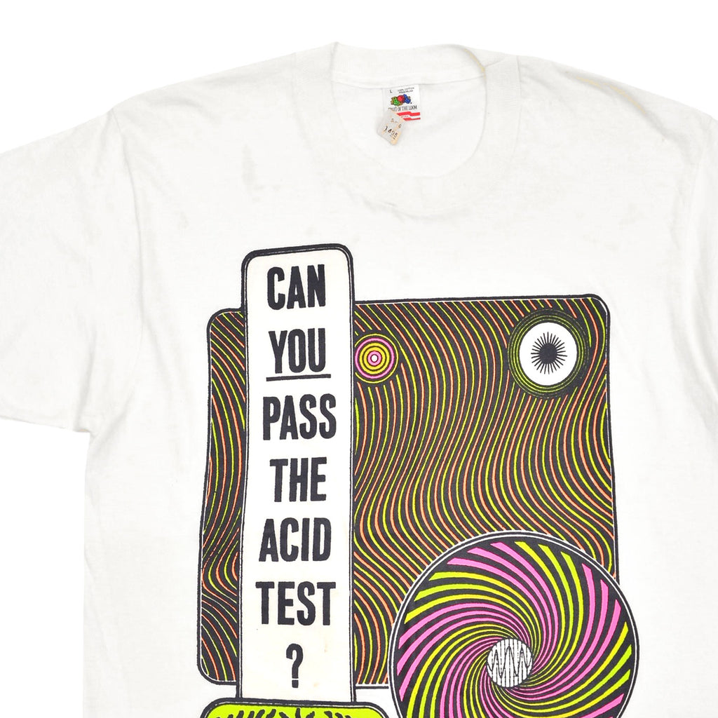 1990's DEADSTOCK FRUIT OF THE LOOM CAN YOU PASS THE ACID TEST? T-SHIRT ... L